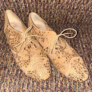 Nude and Silver Oxford Formal Shoes